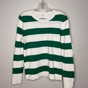 J. Crew Teddie Green and White Striped Top